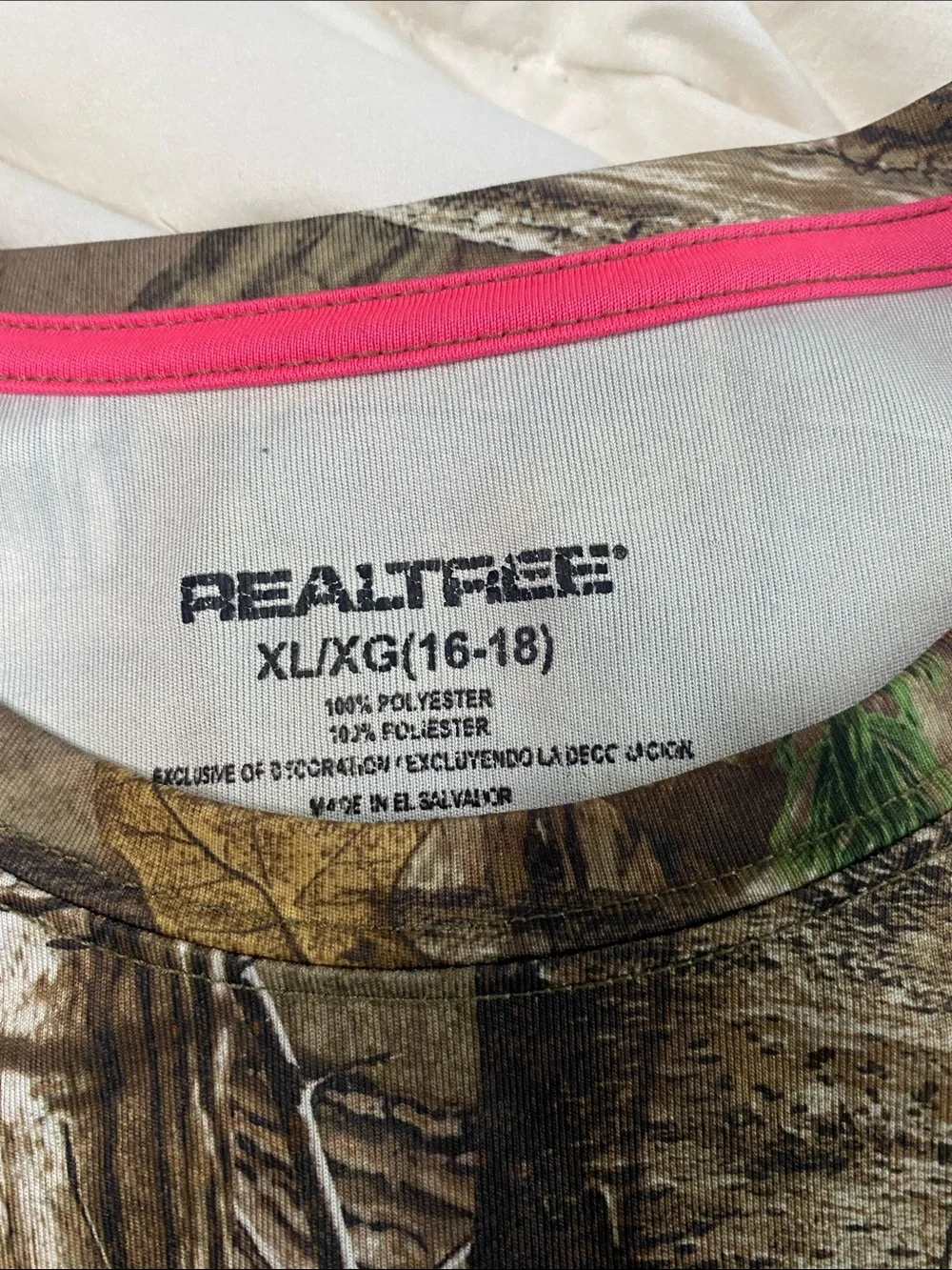 Realtree Long Sleeve Camo Tee with Pink Logo